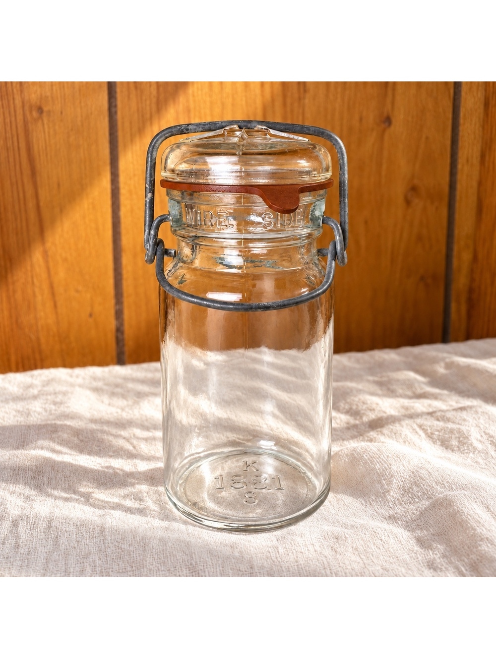 Vintage Glass Canning Jar With Wire Bail Lid K 1881 8 Wire Side - Picture 1 of 7
